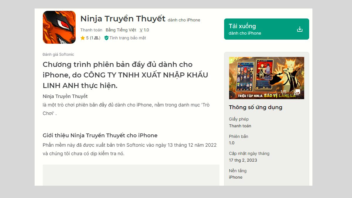 Cách tải game ninja truyền thuyết trên iOS