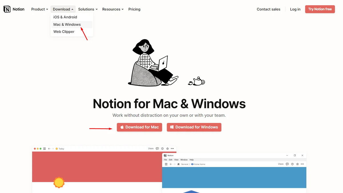 Cách tải Notion trên máy tính