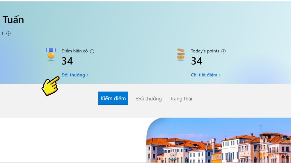 Hướng dẫn cách đổi điểm nhận voucher trên Microsoft Rewards - Bước 1