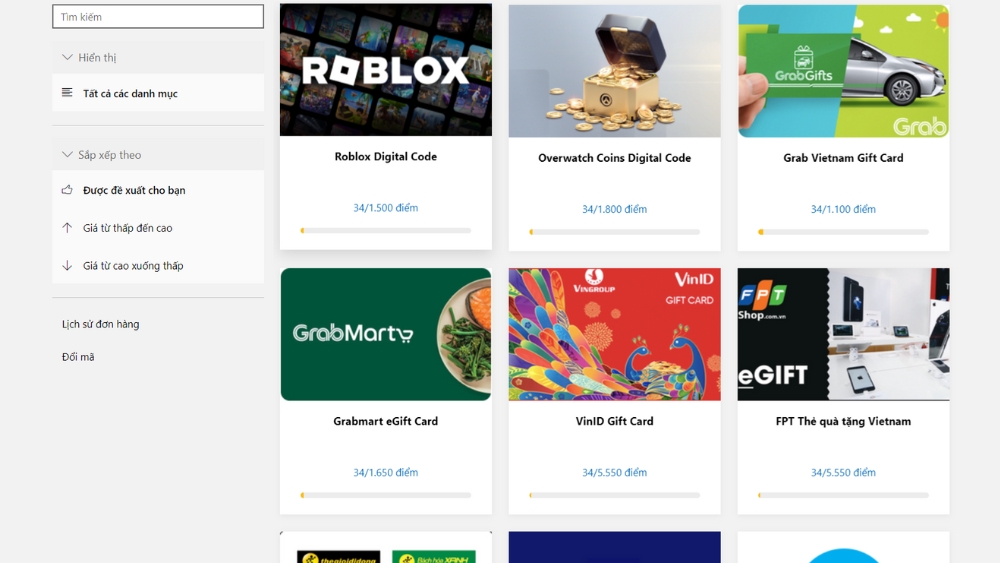 Hướng dẫn cách đổi điểm nhận voucher trên Microsoft Rewards - Bước 2