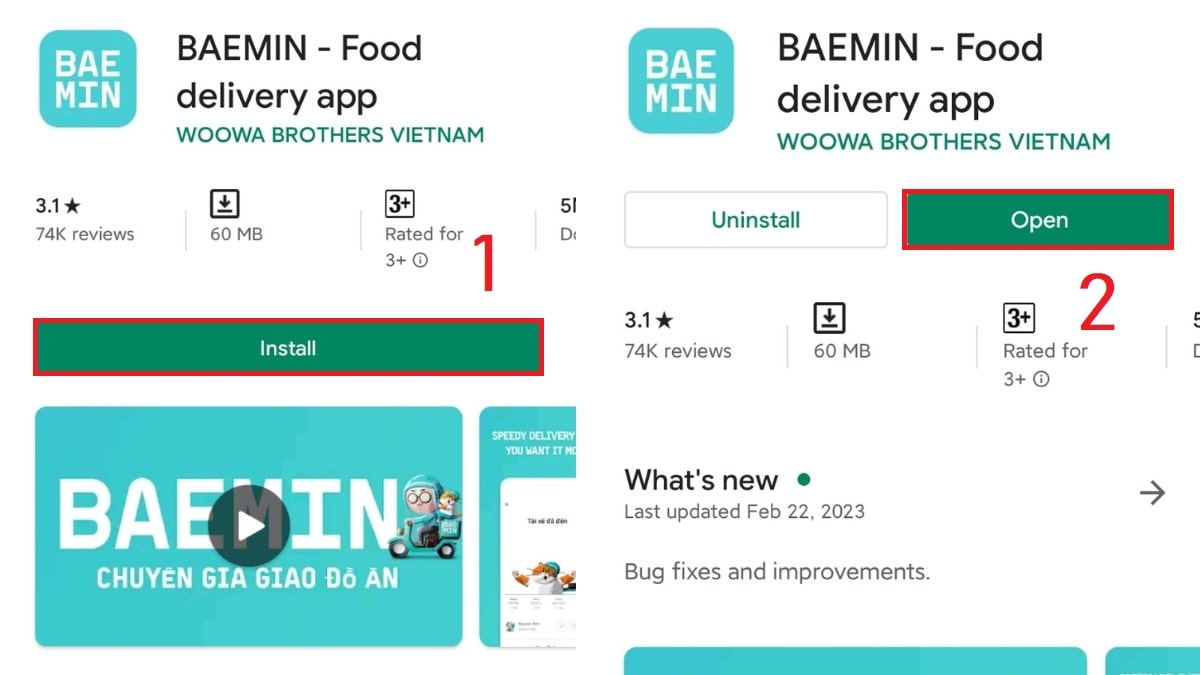 Hướng dẫn cách tải BAEMIN trên Android bước 2