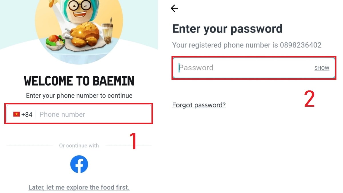 Hướng dẫn cách đăng ký BAEMIN miễn phí bước 1