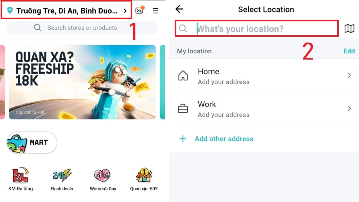 Hướng dẫn cách đặt đồ ăn trên BAEMIN bước 1