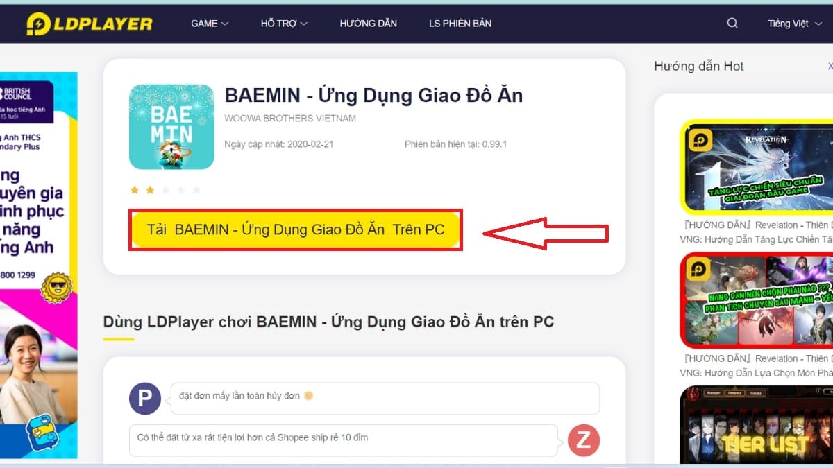 Hướng dẫn cách tải BAEMIN trên PC bước 1