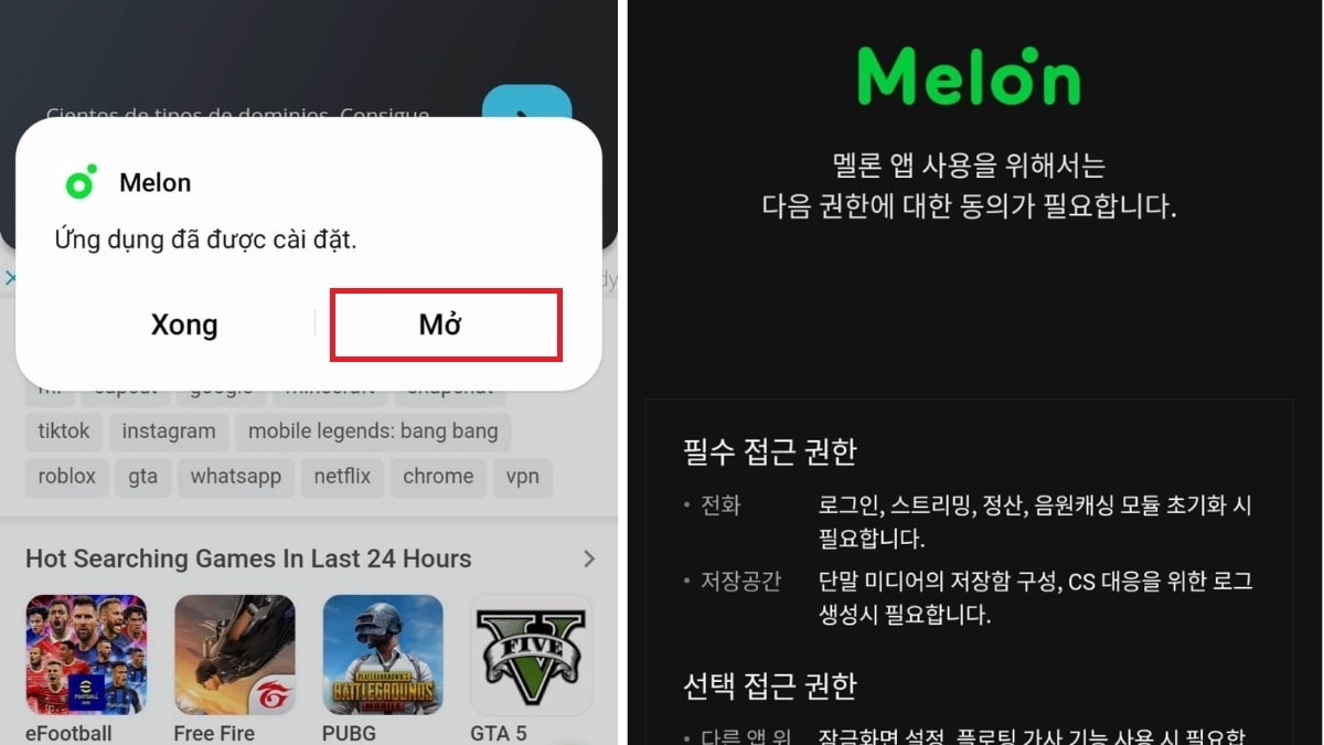 Cách tải Melon trên Android bước 3