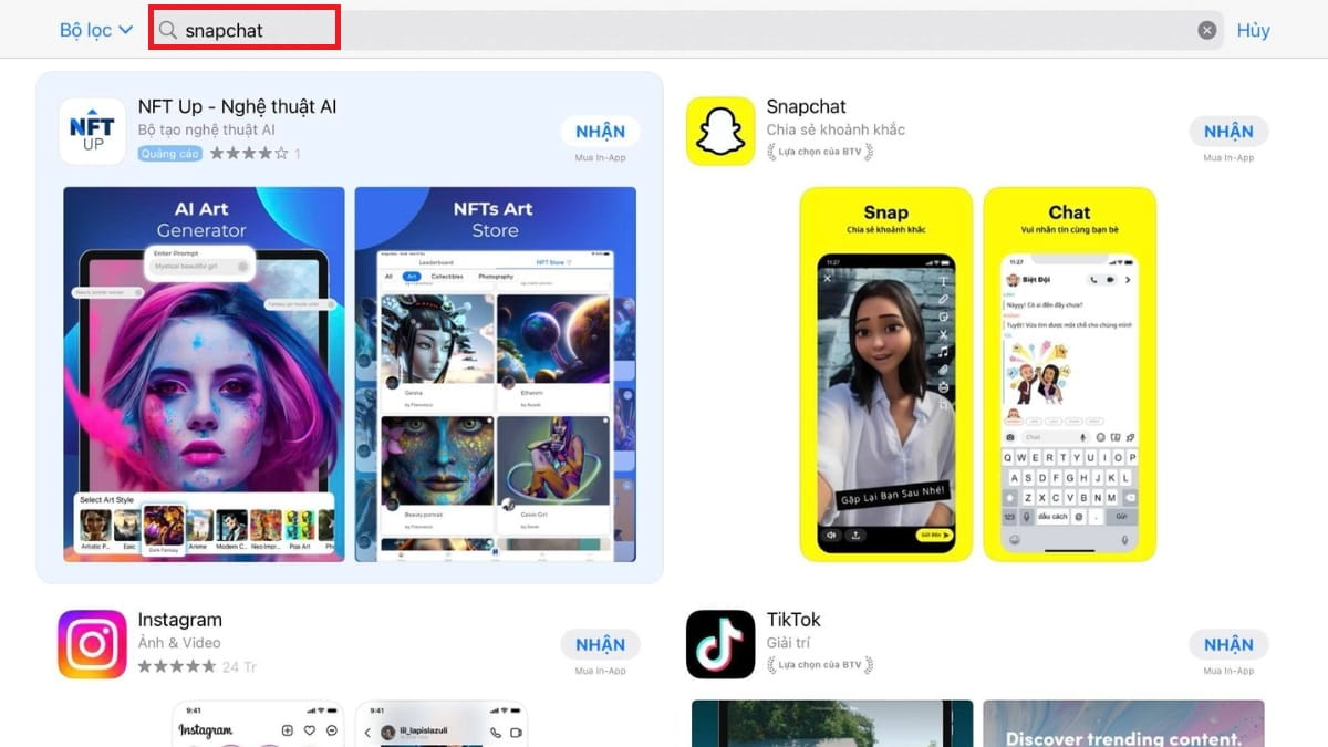 Cách tải Snapchat trên iOS bước 1