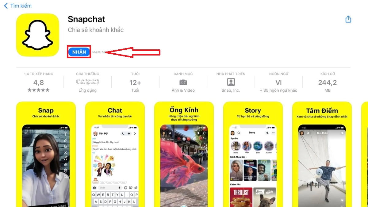 Cách tải Snapchat trên iOS bước 2