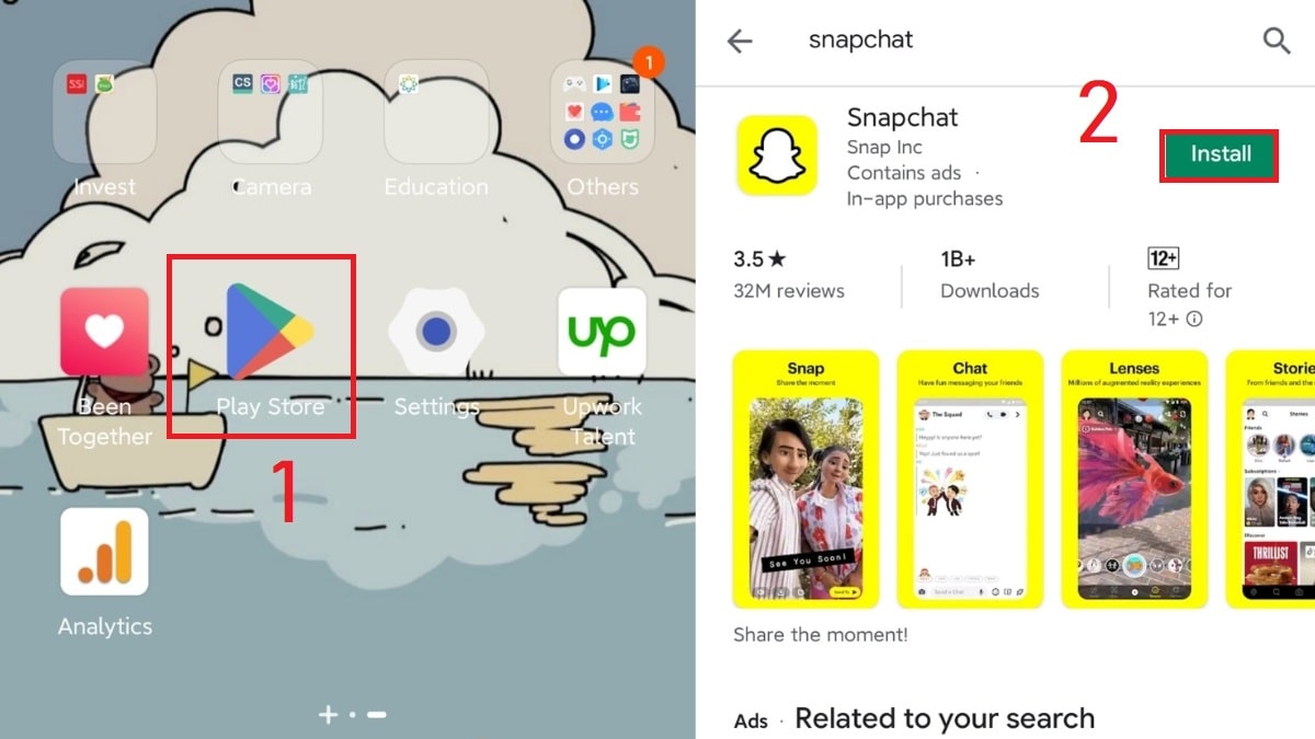 Cách tải Snapchat trên Android trên Google Play bước 1