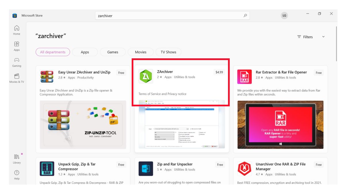 Cách tải ZArchiver PC trên Microsoft Store bước 2
