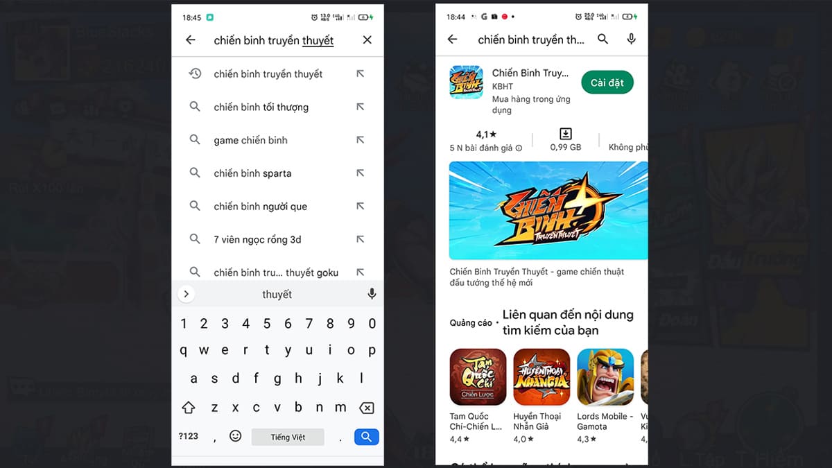 Cách tải chiến binh truyền thuyết APK trên điện thoại Android