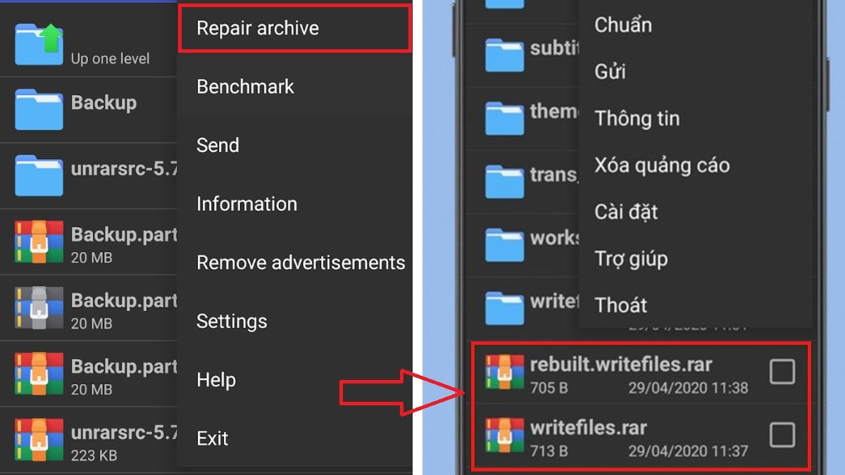Khắc phục các file nén bị lỗi