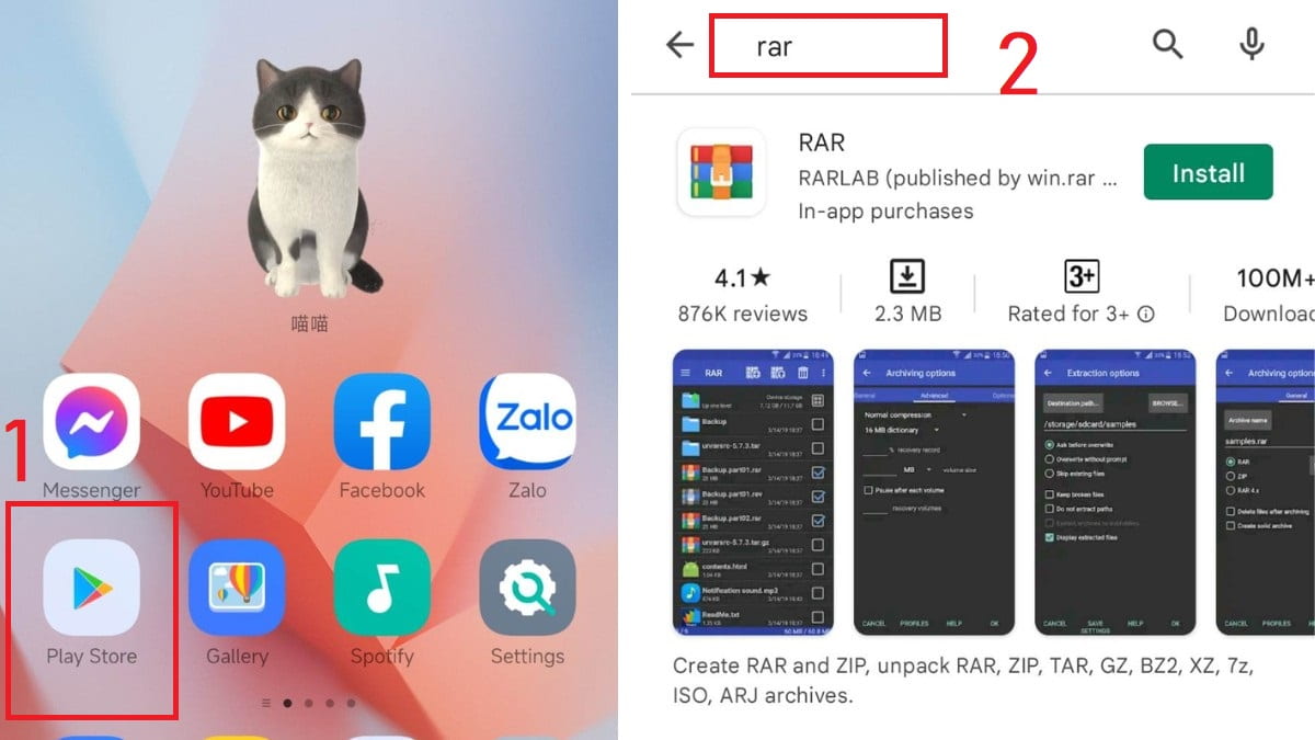 Hướng dẫn cách tải RAR trên Android bước 1