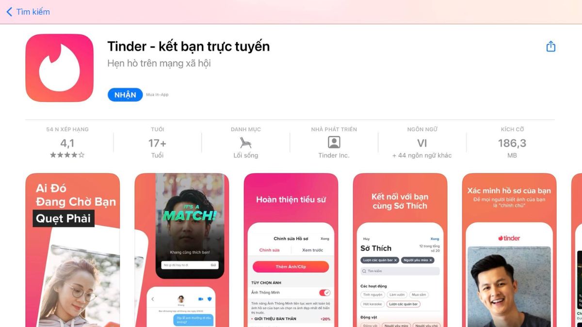 Hướng dẫn Cách tải Tinder về điện thoại iOS