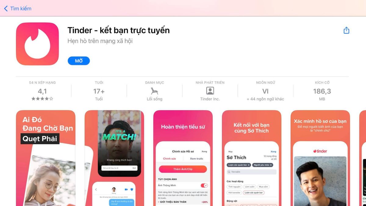 Cách tải Tinder về điện thoại iphone