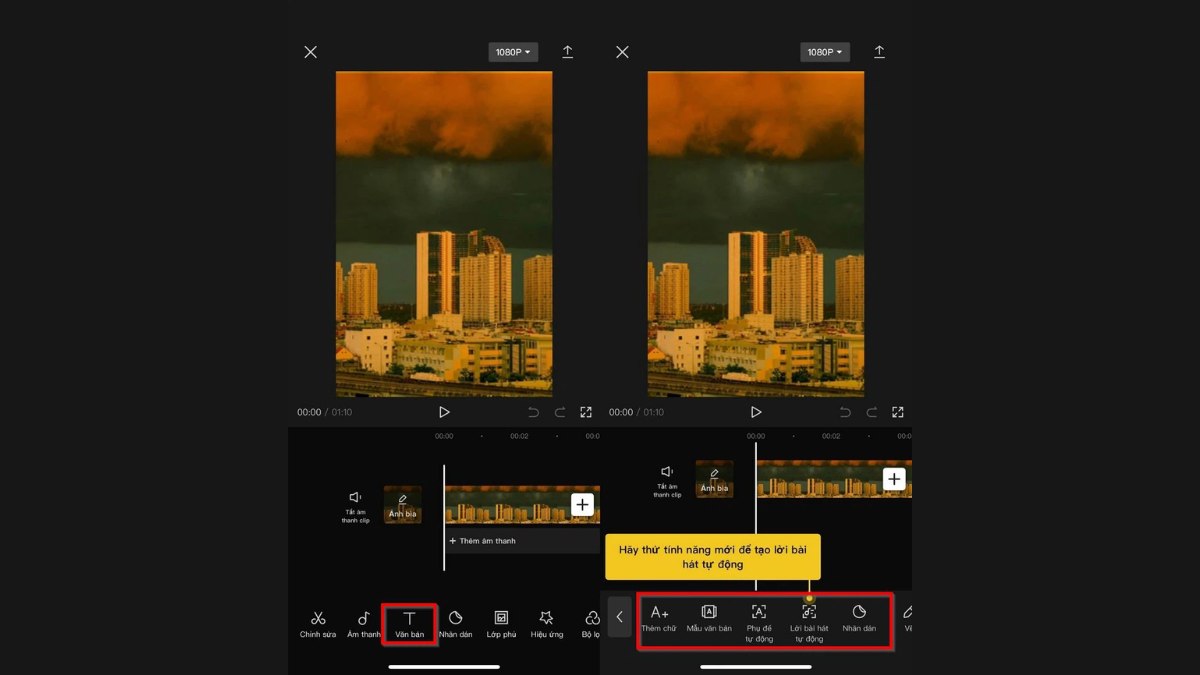 CapCut thêm Sticker, văn bản vào video
