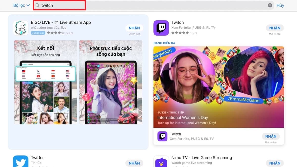 Cách tải app Twitch trên điện thoại iOS bước 1
