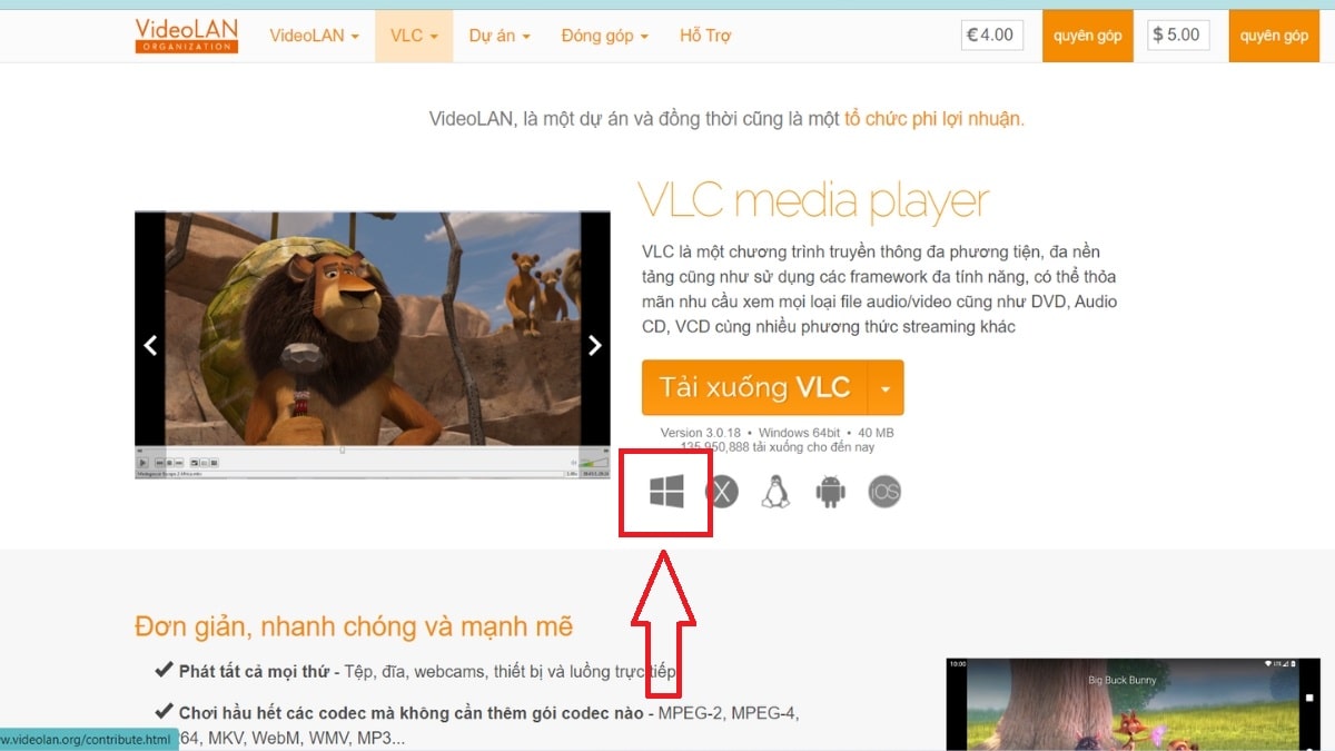 Cách tải VLC Media Player trên PC bước 1