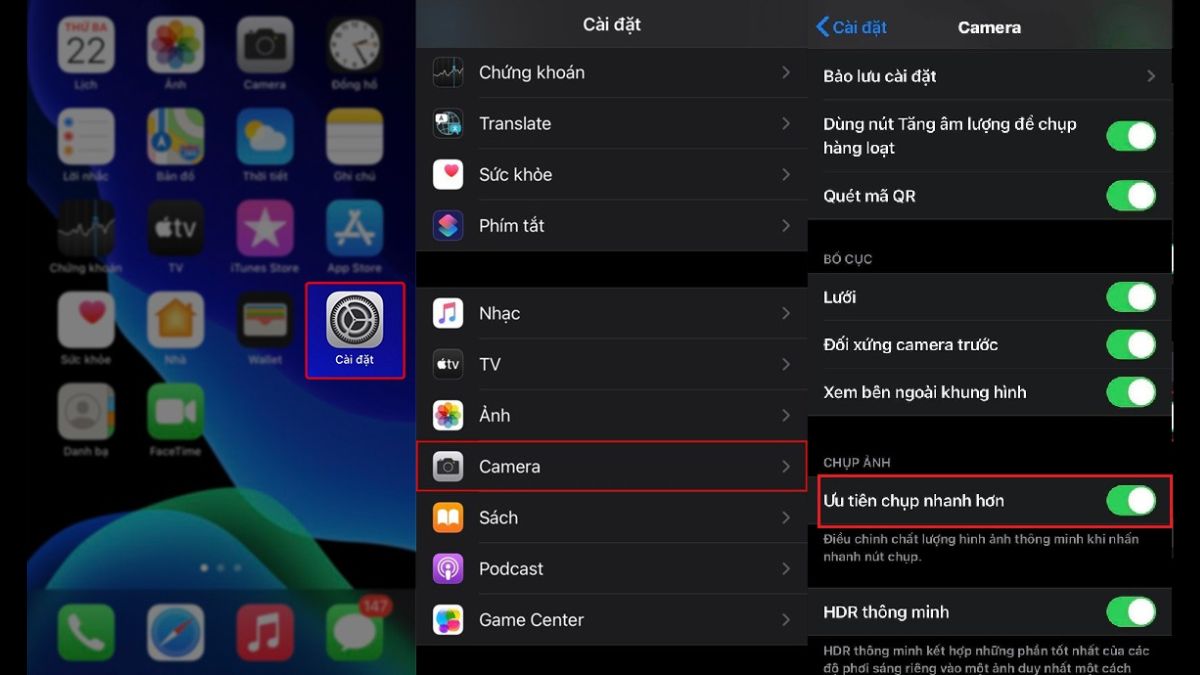 tính năng Tùy chọn ưu tiên chụp ảnh trong camre iphone