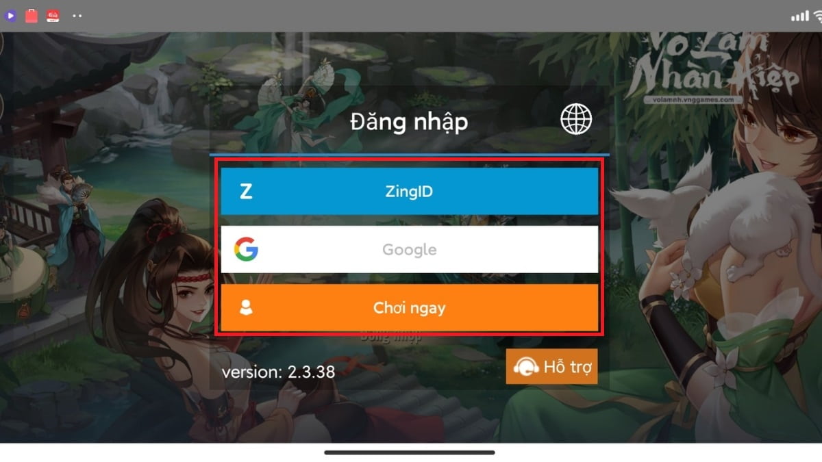 Mở trò chơi và đăng nhập vào game