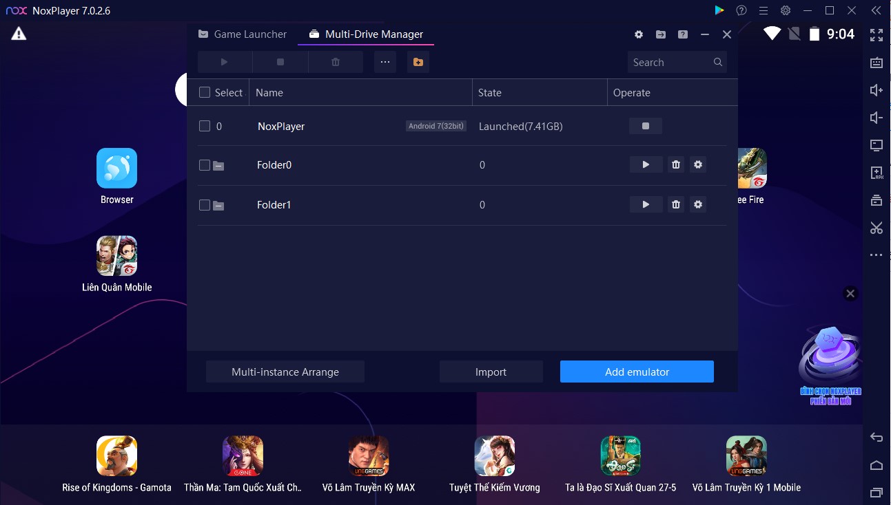Tạo cửa sổ mới trên Noxplayer 