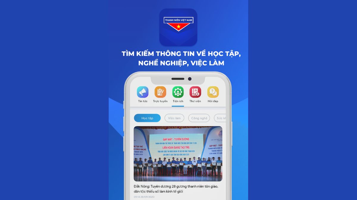 App Đoàn Thanh niên Việt Nam hỗ trợ tìm kiếm thông tin về học tập, nghề nghiệp