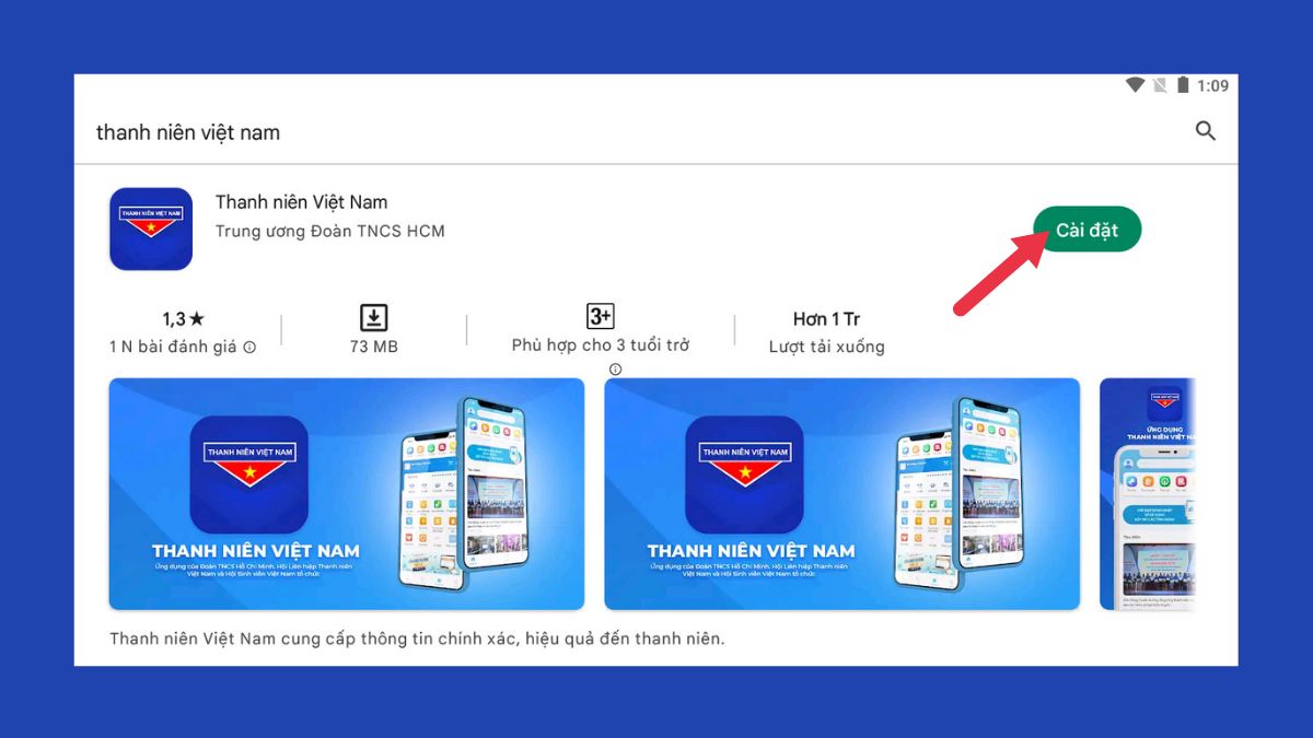 Cách tải Thanh niên Việt Nam trên điện thoại Android bước 1