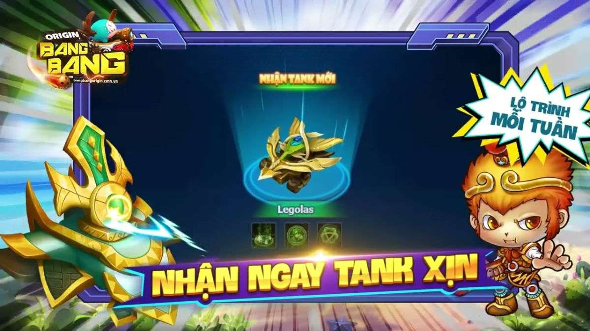 điểm nôi bật của bangbang origin là thêm map mới Moba và tank mới An Dương vương