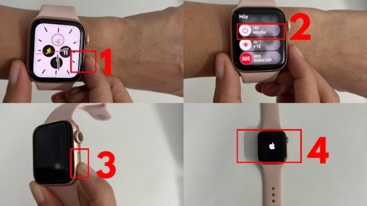 Cách khởi động lại Apple Watch bằng nút nguồn bước 3