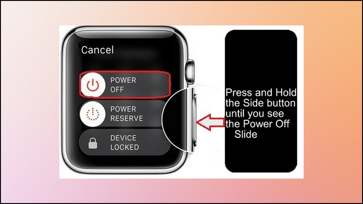 cách reset Apple Watch khi quên mật khẩu bằng phím cứng bước 1
