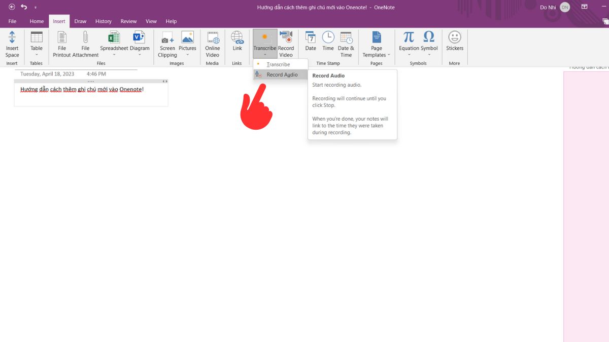 Cách sử dụng OneNote ghi chú nhanh với giọng nói