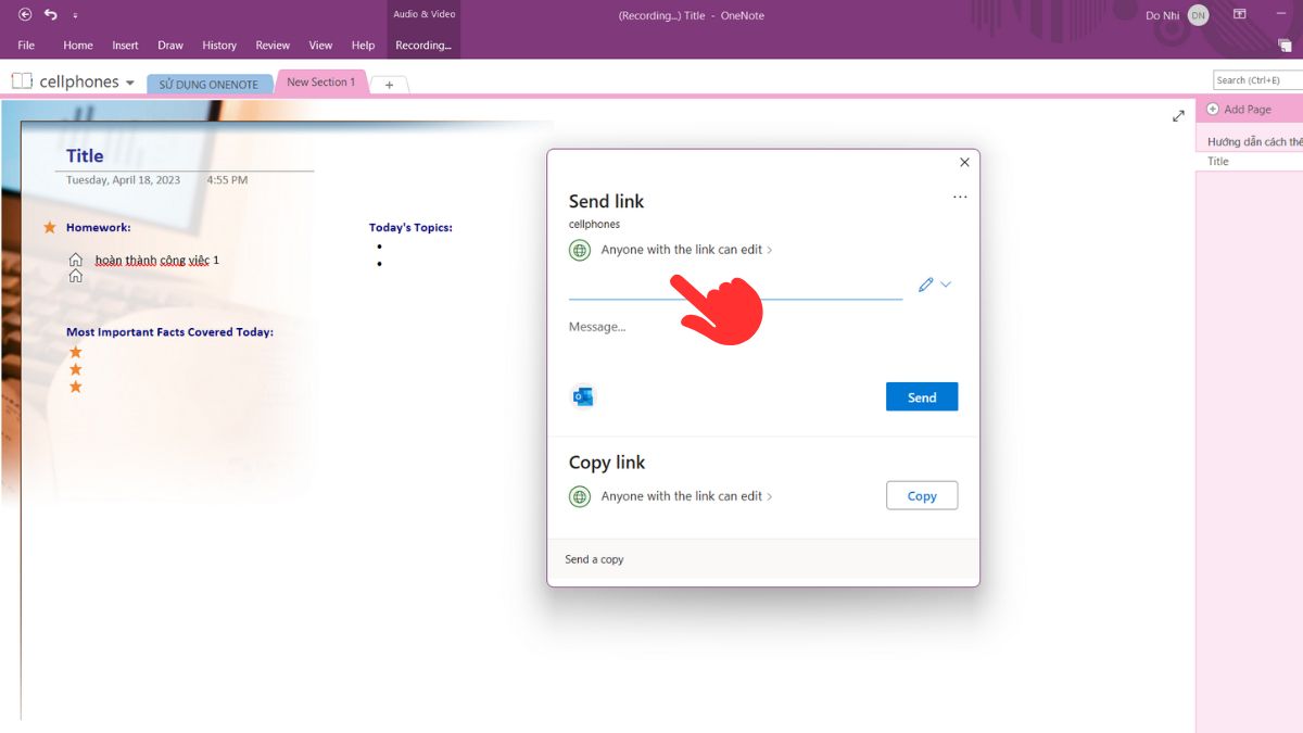 Cách sử dụng Onenote lưu ghi chú bước 2