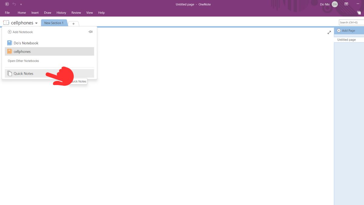 Cách sử dụng Onenote ghi chú nhanh bước 1