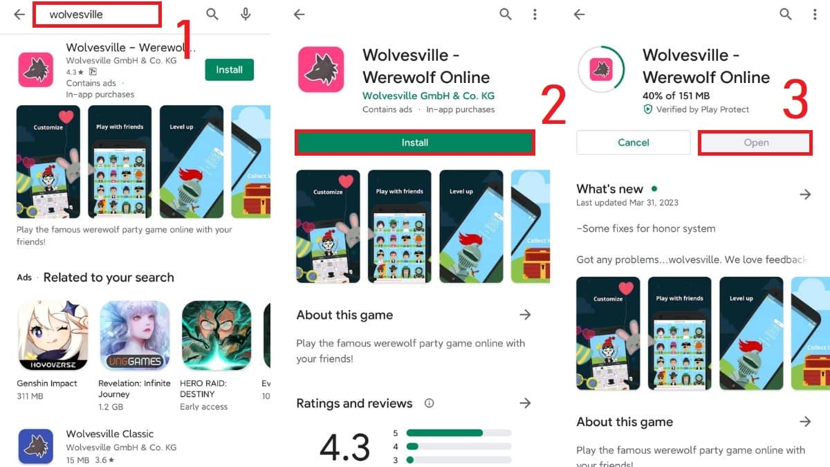 Cách tải Wolvesville trên điện thoại Android