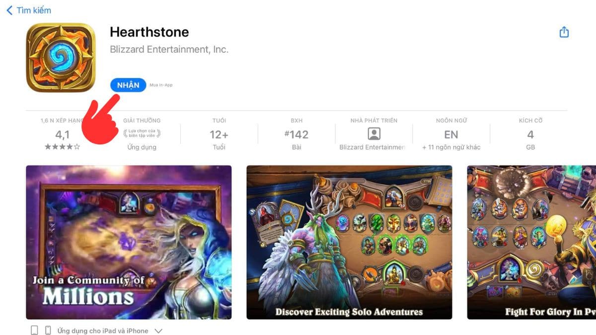 Cách tải Hearthstone trên điện thoại IOS bước 3