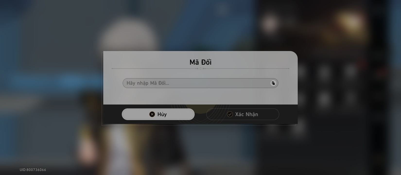 Nhập mã code 