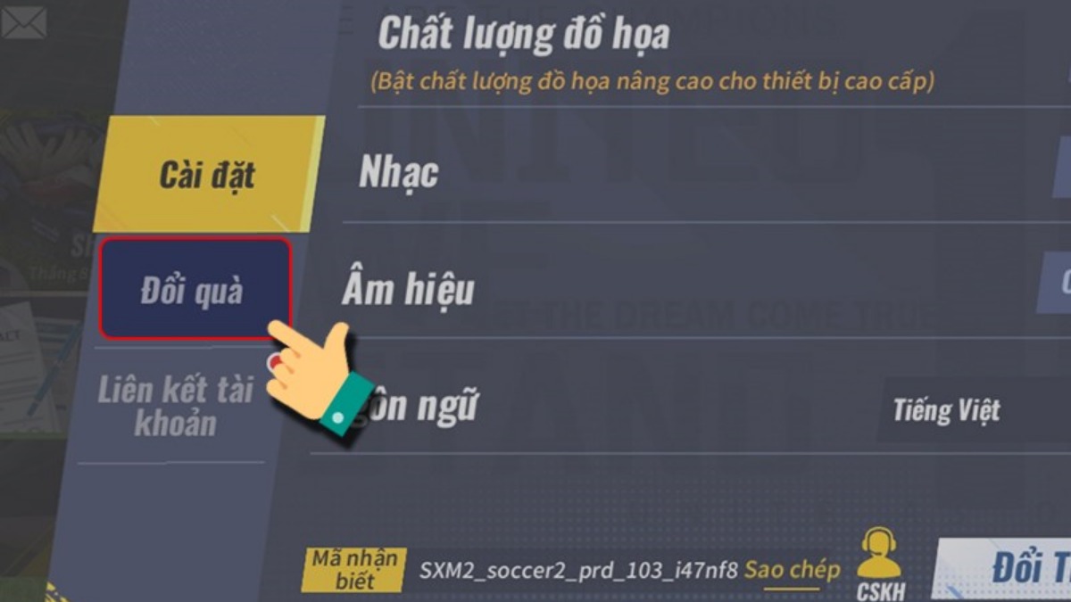 Hướng dẫn cách nhập code Football Master 2 bước 2