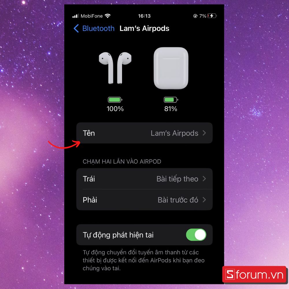 Cách đổi tên AirPods trên iPhone/ iPad - Bước 3 