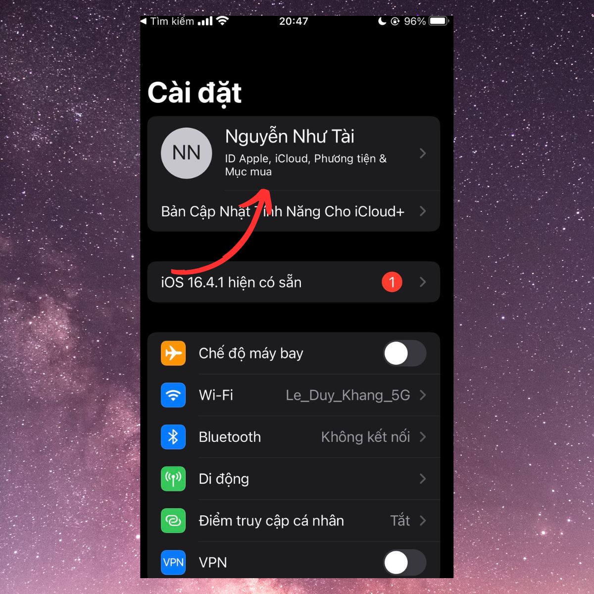Đăng xuất và đăng nhập lại App Store - Bước 1 