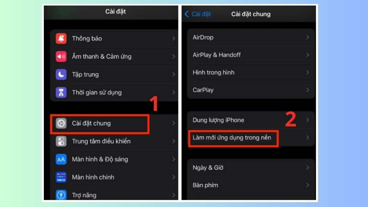 Tắt ứng dụng chạy ngầm - bước 1