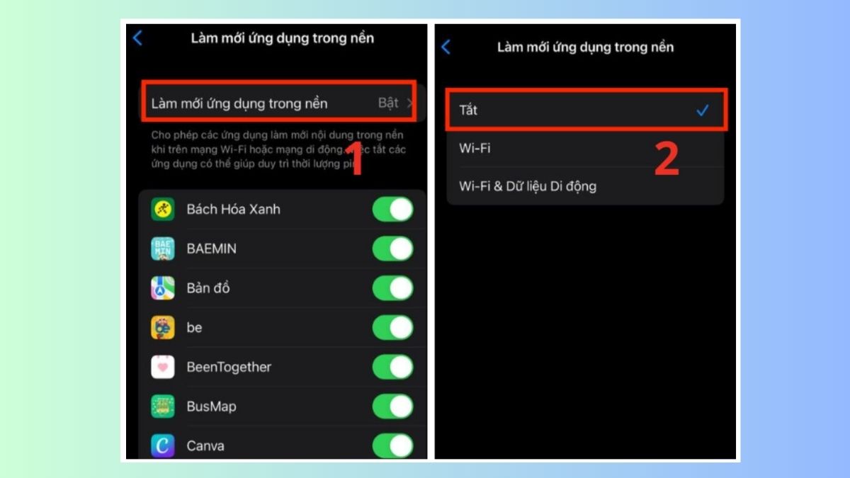 Tắt ứng dụng chạy ngầm - bước 2