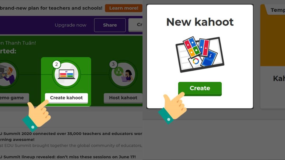 Cách tạo trắc nghiệm (Create Quiz) trong Kahoot bước 1