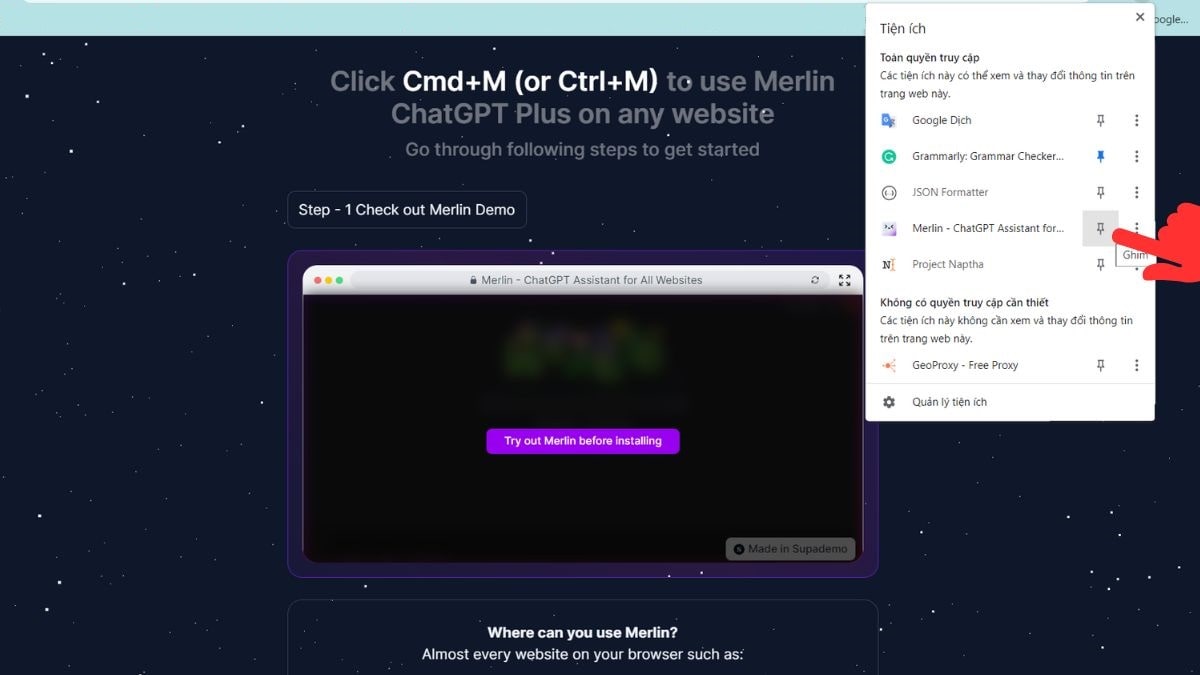 Cách tải, cài đặt Merlin ChatGPT trên máy tính bước 3