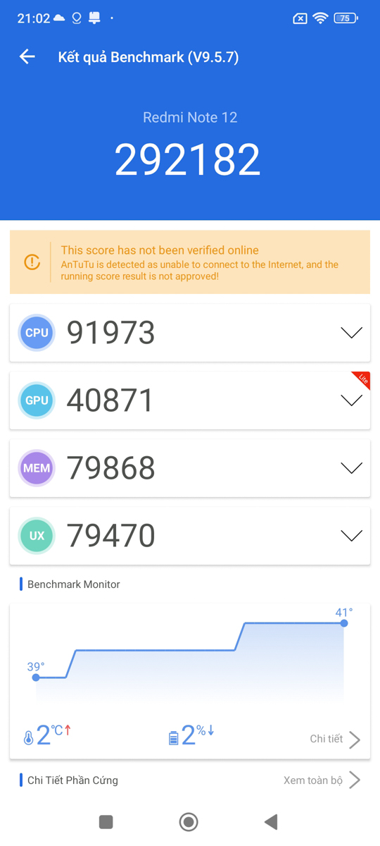 Điểm Antutu Benchmark trên Redmi Note 12