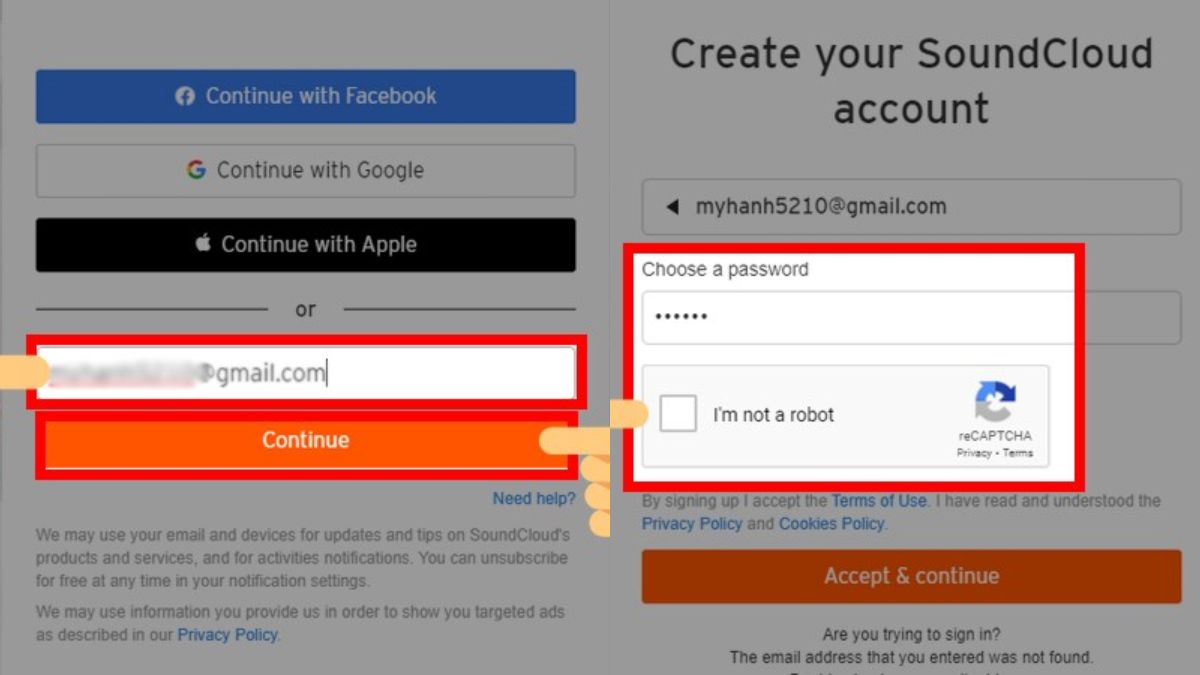 Cách đăng ký tài khoản SoundCloud trên máy tính bước 2