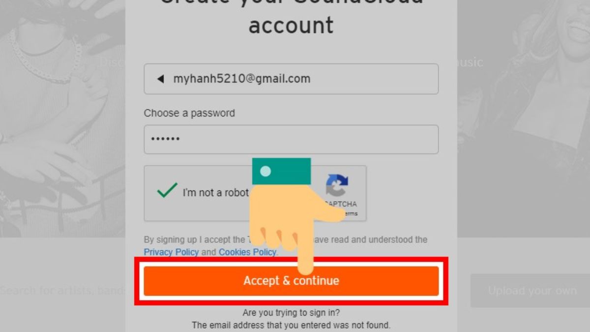 Cách đăng ký tài khoản SoundCloud trên máy tính bước 3