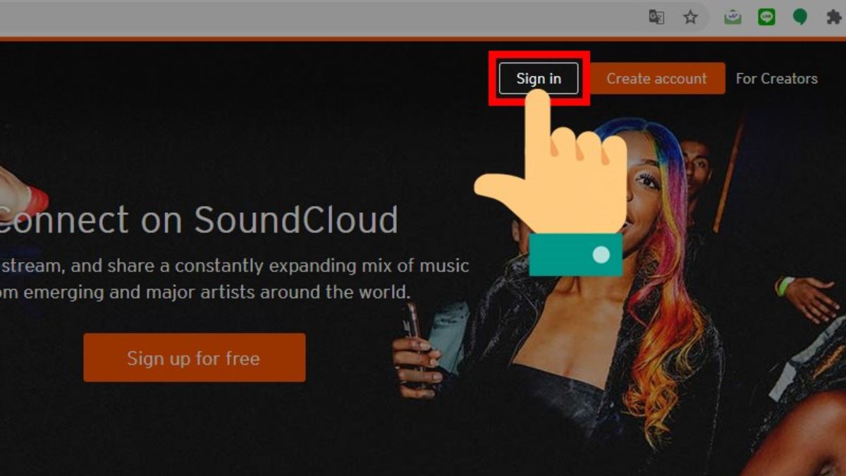 Cách đăng nhập SoundCloud trên máy tính bước 1