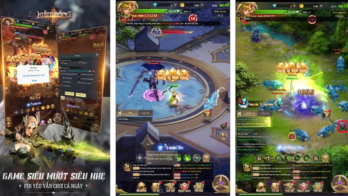 Kiếm Rồng VTC có dung lượng game siêu nhẹ