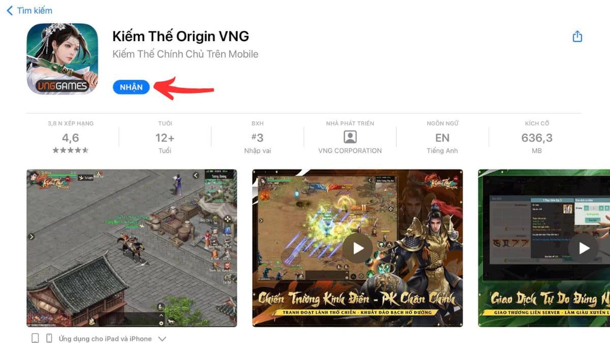 Hướng dẫn cách tải Kiếm Thế Origin trên iOS