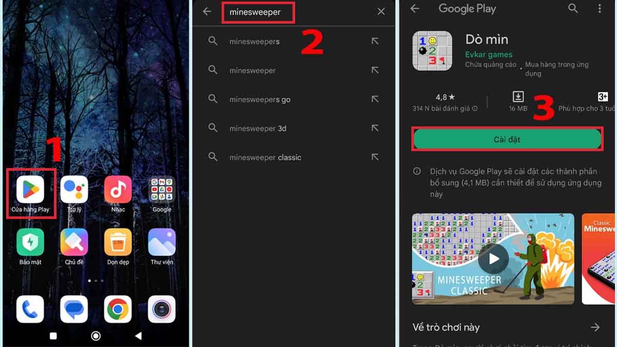 Cách tải Minesweeper trên điện thoại Android