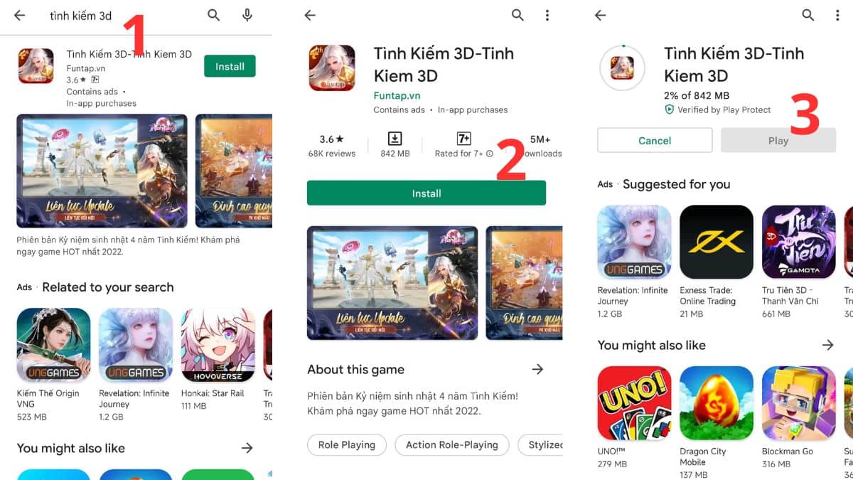 Cách tải Tình Kiếm 3D trên điện thoại Android